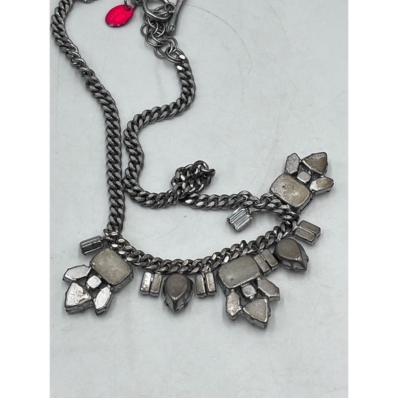 Juicy Couture Limited Edition Rhinestone Silver Tone Chain Statement Necklace - Picture 11 of 14